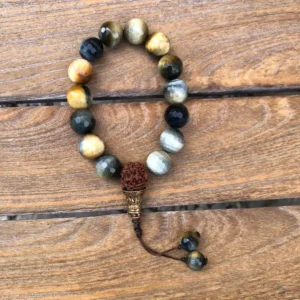 Rudraksha Tiger Eye Band – Protection, Strength & Spiritual Balance Bracelet