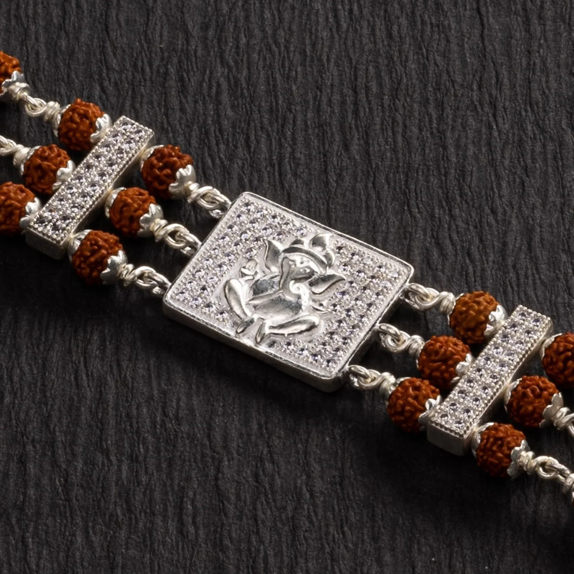 Silver Ganesh Rudraksha Bracelet – Wisdom & Success Band