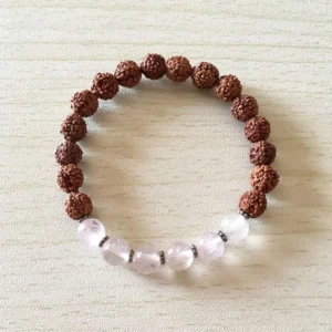 Rose Quartz Rudraksha Band – Love, Peace & Spiritual Balance Bracelet