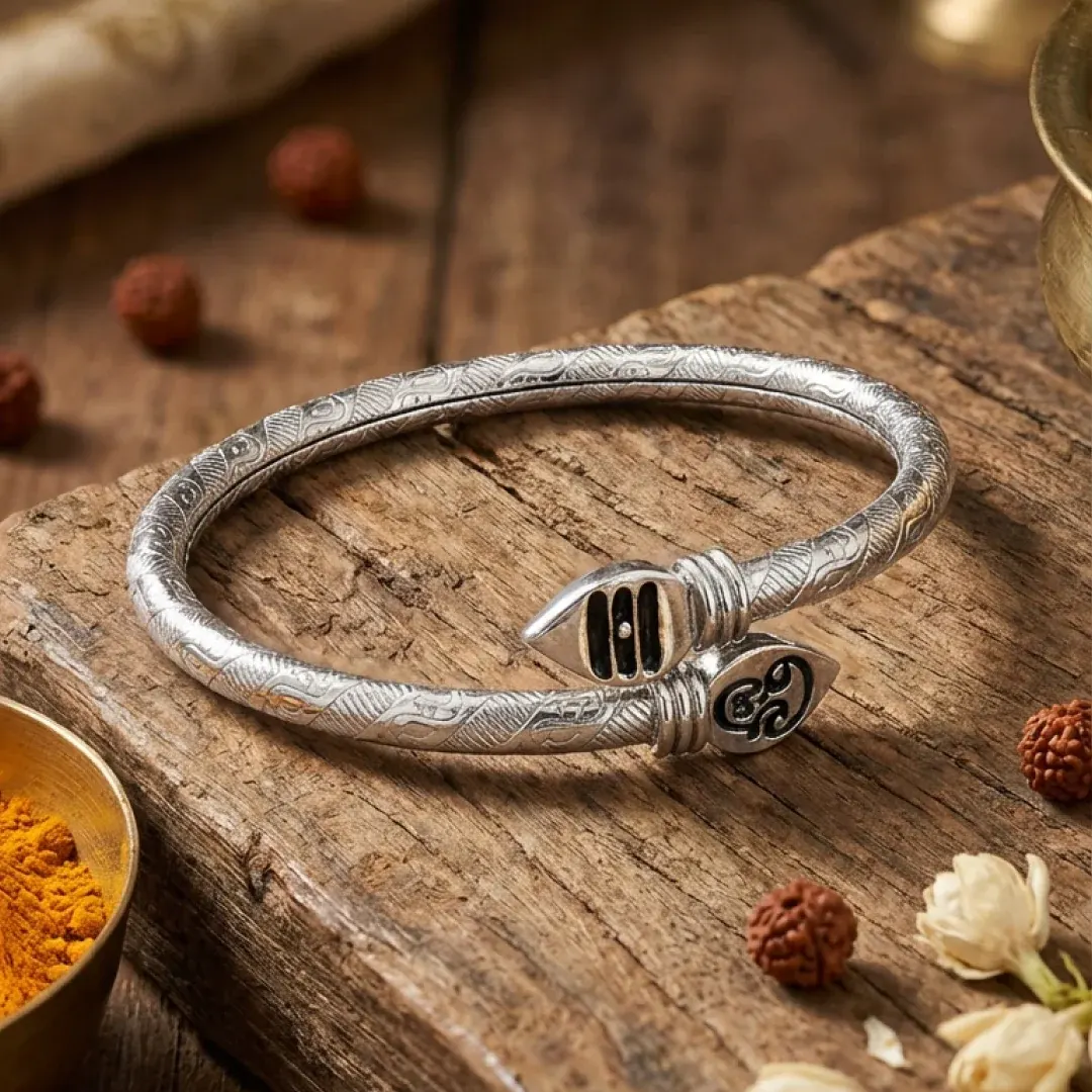 Silver Shiv Trishul Kada – Strength & Protection Bracelet