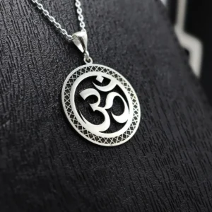 Silver Plated Om Necklace – Sacred Symbol of Peace & Positivity