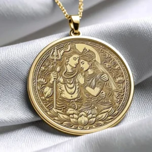 Gold Plated Shiv Parvati Necklace – Divine Love, Balance & Blessings