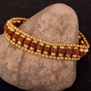 Luxury Rudraksha Gold Beaded Multi-Layer Bracelet