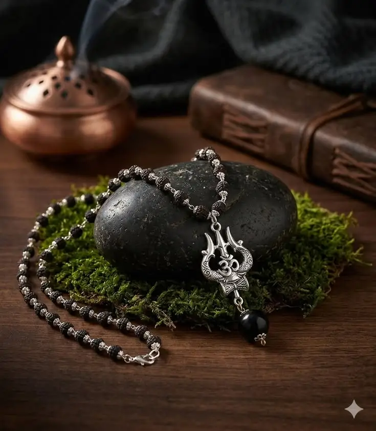 Karungali Trishul Om Necklace – Divine Protection & Spiritual Power