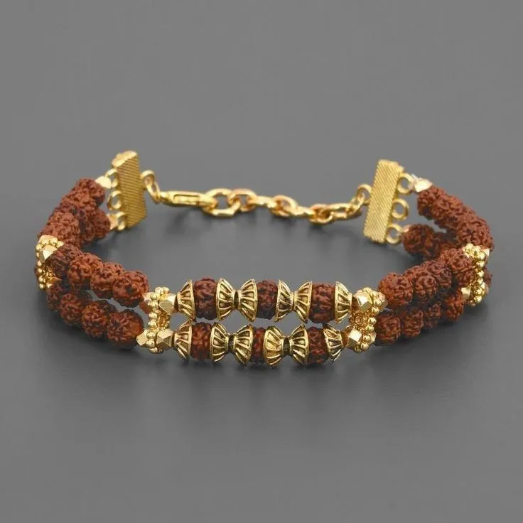 Divine Rudraksha Gold-Plated Spiritual Bracelet